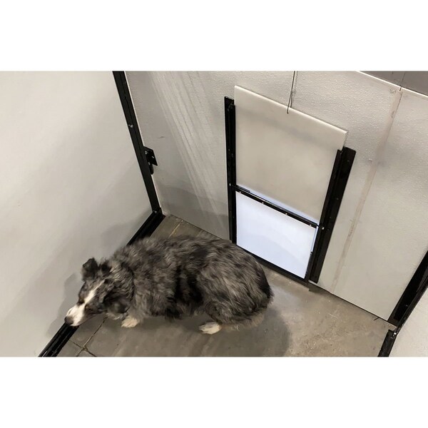 K9 Kennel Store Wall Mounted 15in X 17in Vertical Sliding Dog Door, Telescopic Sleeve and Weather Flap Kit - WMVPD-WS