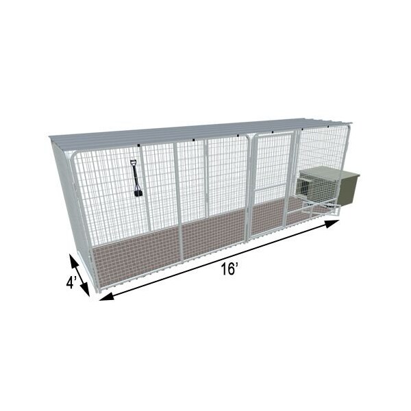K9 Kennel Store 4ft X 16ft Complete K9 Condo PRO Dog Kennel and Cube Dog House - CCO4X16PR