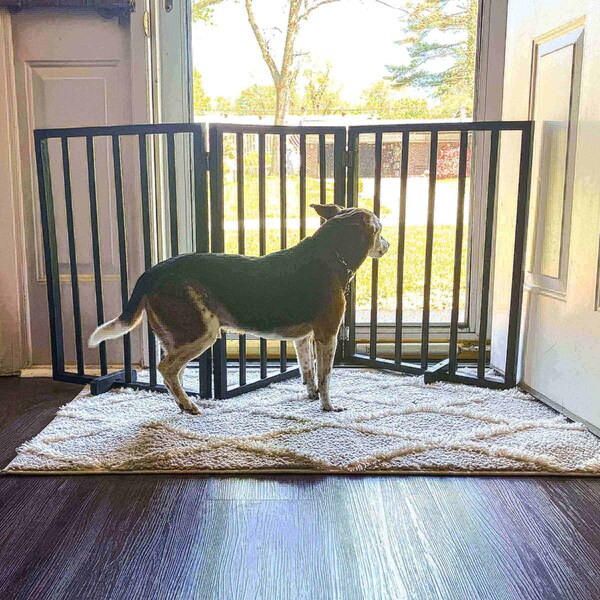 Amerihome 54 inch Freestanding 3-Panel Folding Wood Pet Gate - Brown - WFPGB3