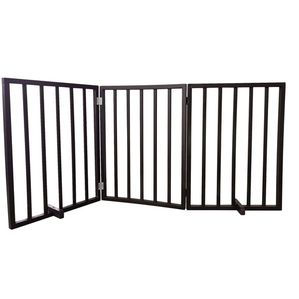 Amerihome 54 inch Freestanding 3-Panel Folding Wood Pet Gate - Brown - WFPGB3