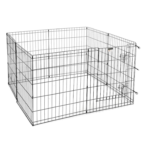 Pet Adobe Pet Adobe Folding Metal Playpen with Eight 24 "x 30 "Panels with Latching Door for Dogs Black - 959085LJO