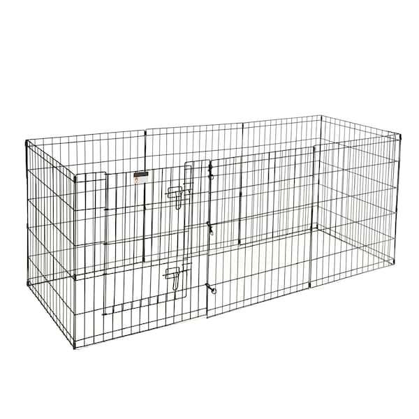 Pet Adobe Pet Adobe Folding Metal Playpen with Eight 24 "x 30 "Panels with Latching Door for Dogs Black - 959085LJO