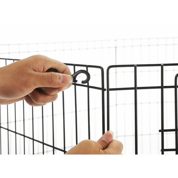 Pet Adobe Pet Adobe Folding Metal Playpen with Eight 24 "x 30 "Panels with Latching Door for Dogs Black - 959085LJO