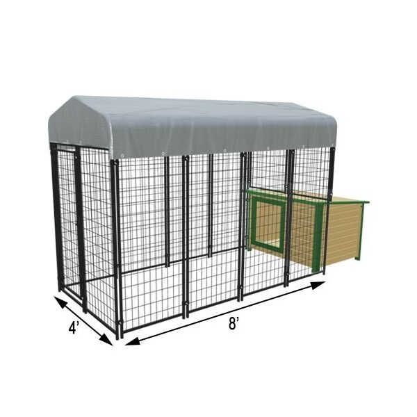 K9 Kennel Store 4ft X 8ft Value Kennel and XL Cabin Dog House Combo Basic - BVL4X8CABCM