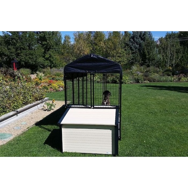 K9 Kennel Store 4ft X 8ft Value Kennel and XL Cabin Dog House Combo Basic - BVL4X8CABCM