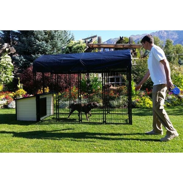 K9 Kennel Store 4ft X 8ft Value Kennel and XL Cabin Dog House Combo Basic - BVL4X8CABCM