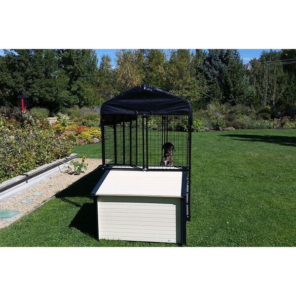 K9 Kennel Store 4ft X 8ft Value Kennel and XL Cabin Dog House Combo Basic - BVL4X8CABCM