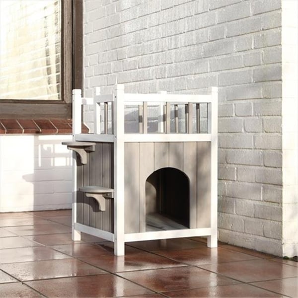 Trixie Pet Products TRIXIE Pet Products 44093 Wooden Pet Home With Balcony - Gray & White - 44093