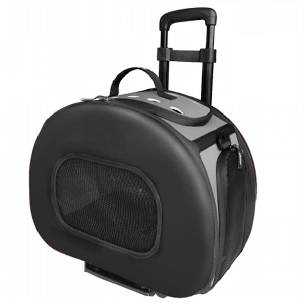 Petpurifiers Tough-Shell Wheeled Collapsible Final Destination Pet Carrier- Black - Medium - PE3176291