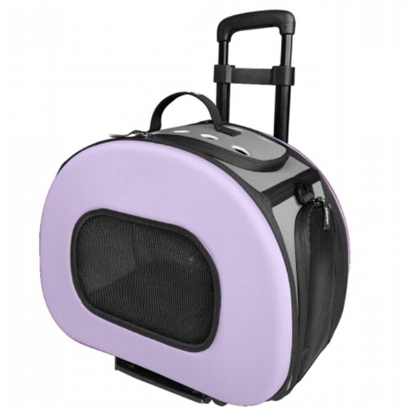 Petpurifiers Tough-Shell Wheeled Collapsible Final Destination Pet Carrier- Purple - Medium - PE3718383