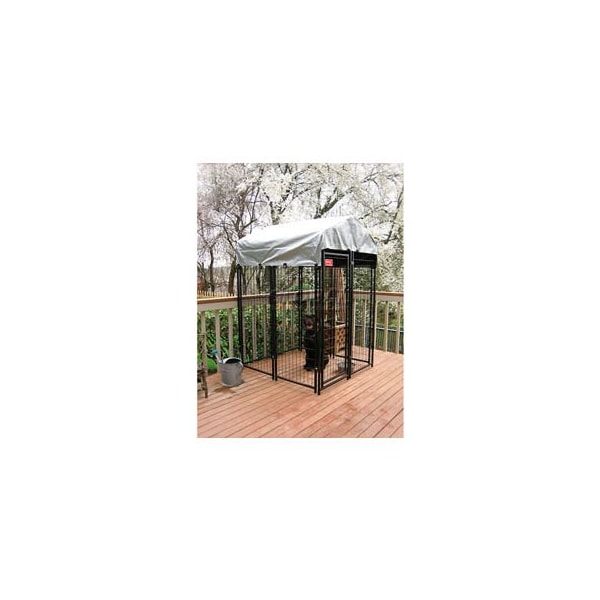 Jewett Cameron Companies Lucky Dog Uptown Dog Welded Wire Kennel With Cover 4' x 4' x 6' Black - CL60544