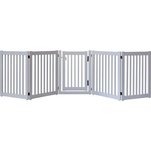 Beloved 32 in. Highlander Series Solid Wood Pet Gate, Pumice Grey - 5 Panel Walk Through - BE2570066