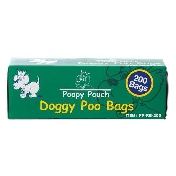 Poopy Pouch Unscented 3/4 gal Pet Waste Bags, Green, 2000 Bags, PK10 - PP-RB-200