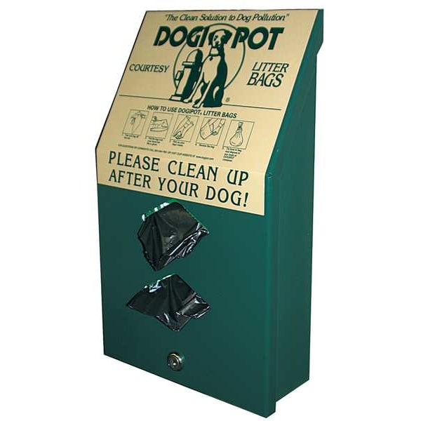 Dogipot 15-1/2" Green Aluminum, PetWaste Bag Dispenser - 1002-2