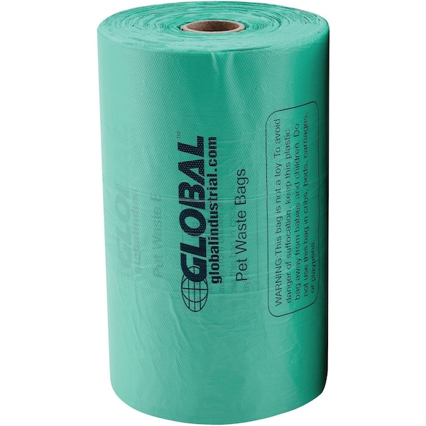 Global Industrial Pet Waste Plastic Bags With Tie-Handles, Green, 400 Bags/Roll - 695798