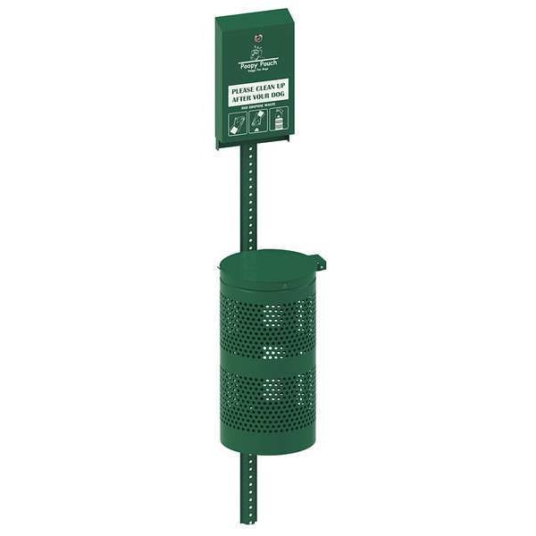 Poopy Pouch Pet Waste Disp. Station, Green, 3-1/2 gal. - PP-H-KIT