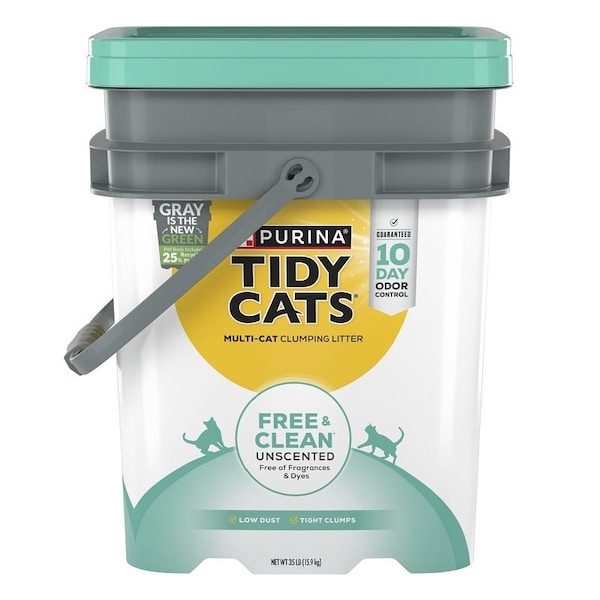 Tidy Cats Free & Clean Clumping Cat Litter, 35 lb Pail - 16858