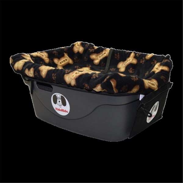 Fido Pet Products Fido Pet Products FRBLB-L Pet Car Seat - Black & Tan Bones Cover with Large Harness - FRBLB-L
