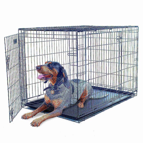 Pet Adobe Pet Adobe Double Door Folding Metal Crate 42-Inch with Divider, Plastic Leak-Proof Tray, Dogs, Large - 702524KTP