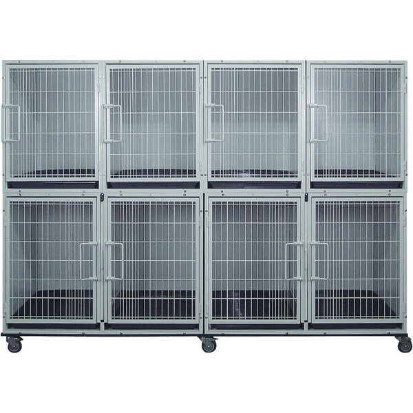 K9 Kennel Store 6 or 8 Unit Modular Powder Coated Cage Bank - KA-505L-AZGP, KA-505M-AZGP