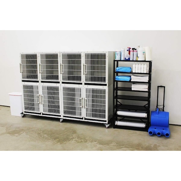 K9 Kennel Store 6 or 8 Unit Modular Powder Coated Cage Bank - KA-505L-AZGP, KA-505M-AZGP