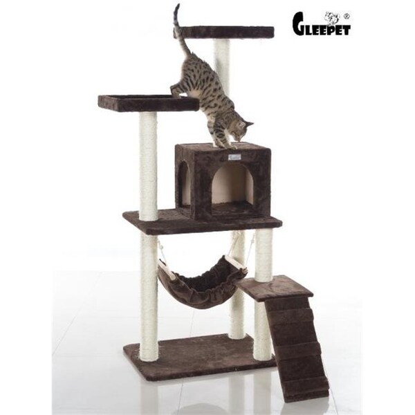 Aeromark AeroMark GP78570923 GleePet 57 in. Cat Tree GP78570923 Coffee Brown W Ramp - GP78570923
