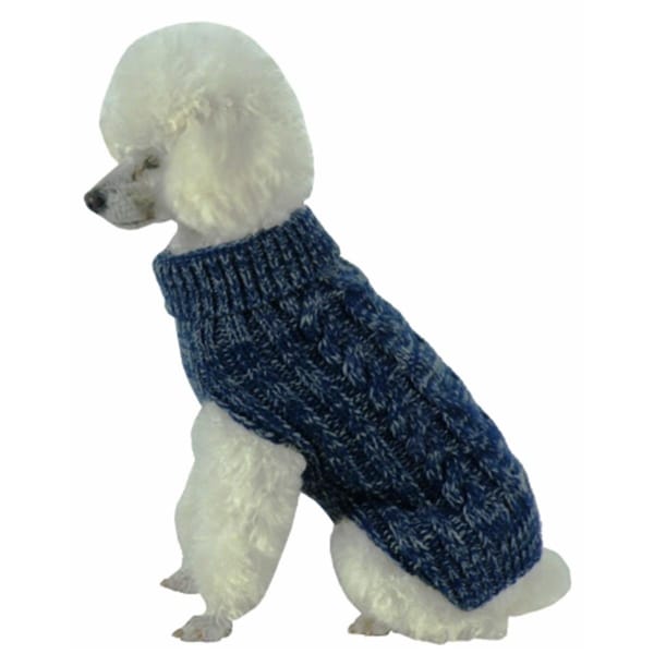 Petpurifiers Classic True Blue Heavy Cable Knitted Ribbed Fashion Dog Sweater; Medium - PE471771