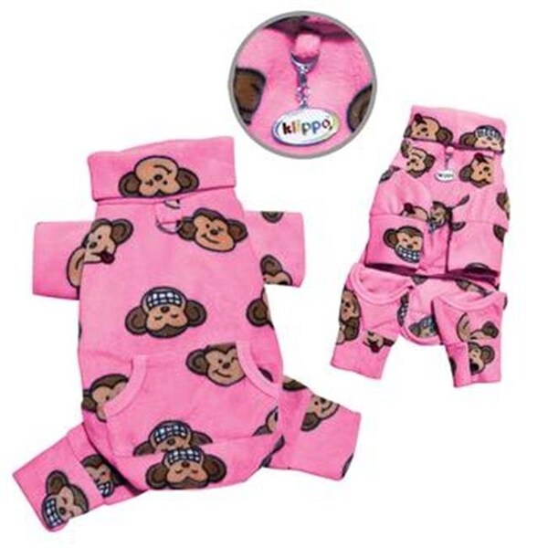 Klippo Klippo KBD073-XS Silly Monkey Fleece Turtleneck Dog Pajamas; Pink - Extra Small - KBD073-XS