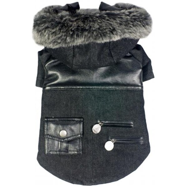 Pet Life Llc Pet Life LLC 33BKMD Ruff-Choppered Denim Fashioned Wool Pet Coat - 33BKMD