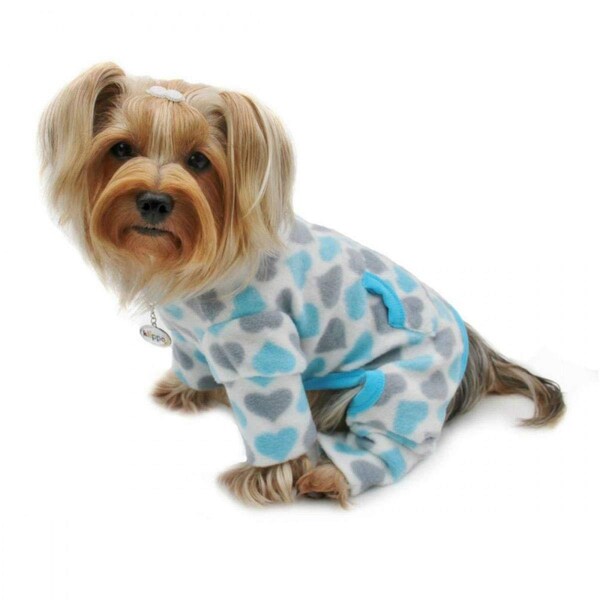 Klippo KBD089XL Blue  Gray Hearts Fleece Turtleneck Pajamas Extra Large - KBD089XL
