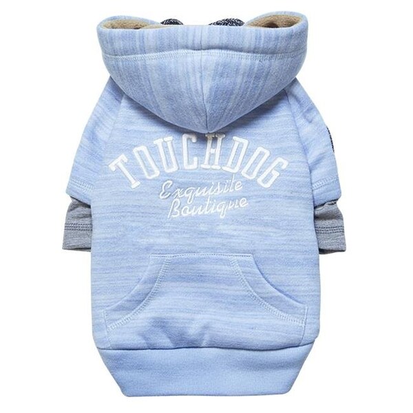 Touchdog Touchdog HD4BLXS Hampton Beach Designer Sand Blasted Cotton Dog Hoodie Sweater; Blue - Extra Small - HD4BLXS