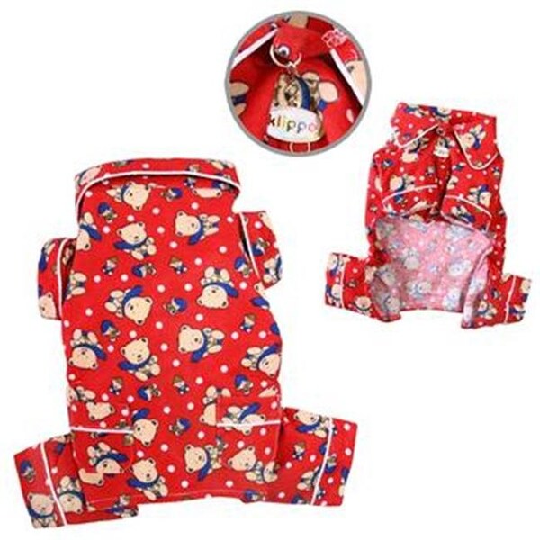 Klippo Klippo KBD075-XS Winter Bear in Blue Scarf Flannel Dog Pajamas - Extra Small - KBD075-XS