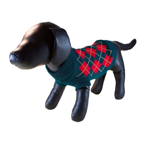 Mansbestfriend Green Argyle Turtleneck Dog Sweater - Large - MA577067