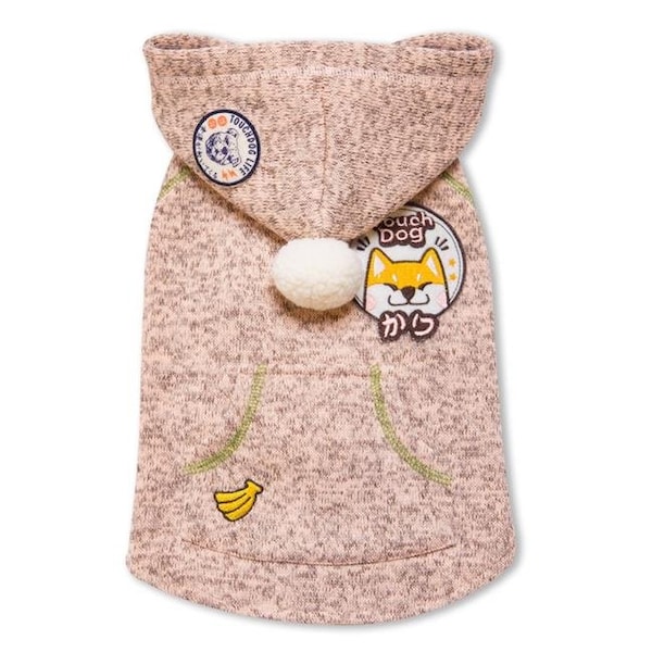 Touchdog Touchdog HD5PKSM Hippie Designer Sleeveless Pompom Dog Hooded Sweater; Light Pink - Small - HD5PKSM