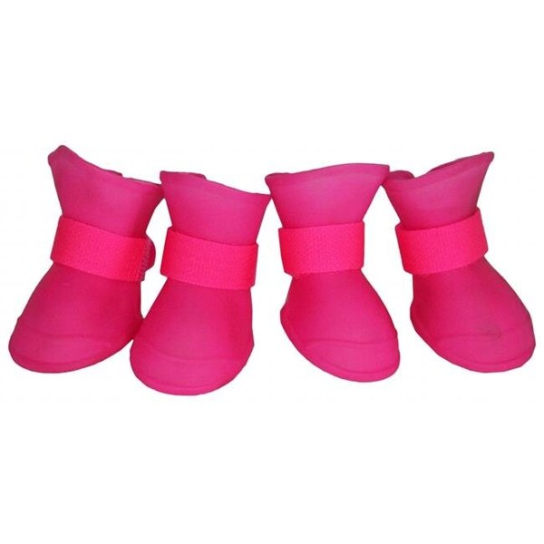 Petpurifiers Elastic Protective Multi-Usage All-Terrain Rubberized Dog Shoes; Pink - Medium - PE117211