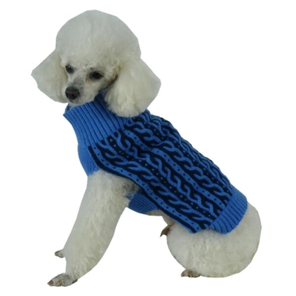 Petpurifiers Harmonious Dual Color Weaved Heavy Cable Knitted Dog Sweater; Large - PE484741