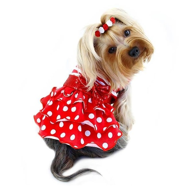Klippo Pet Klippo Pet KDR062XL Sparkling Bow Ruffle Layered Dress - Extra Large - KDR062XL