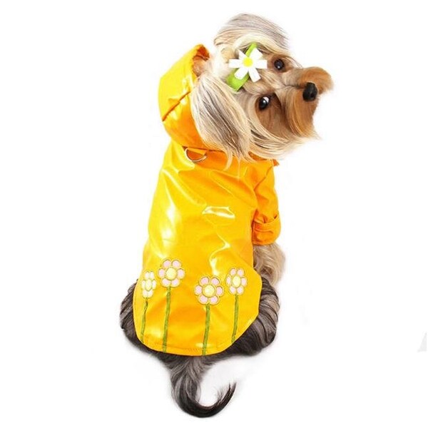 Klippo Pet KlippoPet KJK052MZ Polka Dots & Daisies Raincoat With Cotton Lining; Medium - KJK052MZ