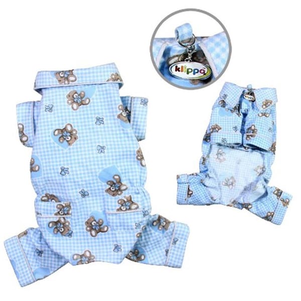 Petpath Adorable Teddy Bear Love Flannel Pajamas Light Blue Extra Large - PE347996