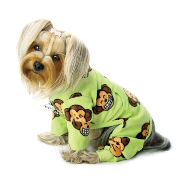 Petpath Silly Monkey Fleece Turtleneck Pajamas Lime Extra Small - PE784623