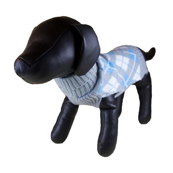 Petcessory Petcessory DS1233-BL Light Gray Argyle Turtleneck Dog Sweater - Large - DS1233-BL