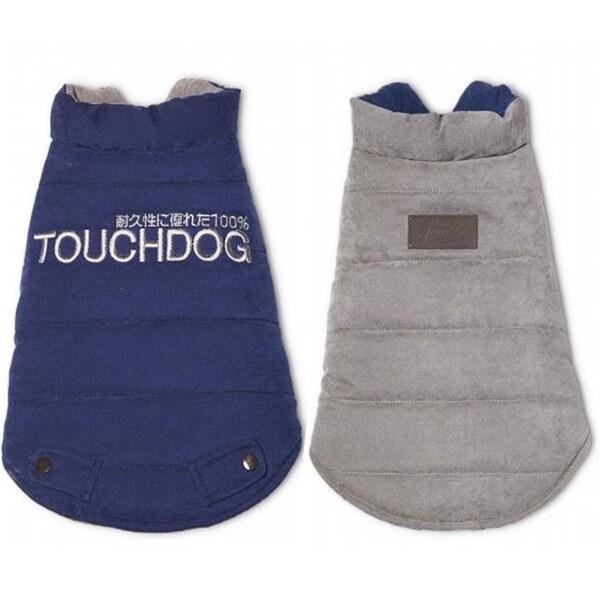 Touchdog Touchdog JKTD9BLLG Waggin Swag Reversible Insulated Pet Coat; Large - Blue & Grey - JKTD9BLLG