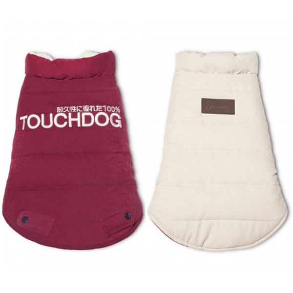 Touchdog Waggin Swag Reversible Insulated Pet Coat- Large - Pink & White - JKTD9PKLG