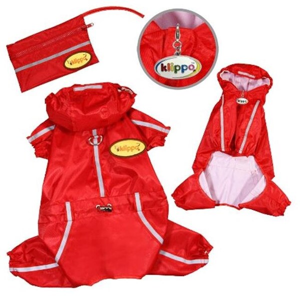 Klippo Pet Klippo Pet KJK058XL Raincoat Bodysuit With Reflective Stripes & Matching Pouch - Extra Large - KJK058XL