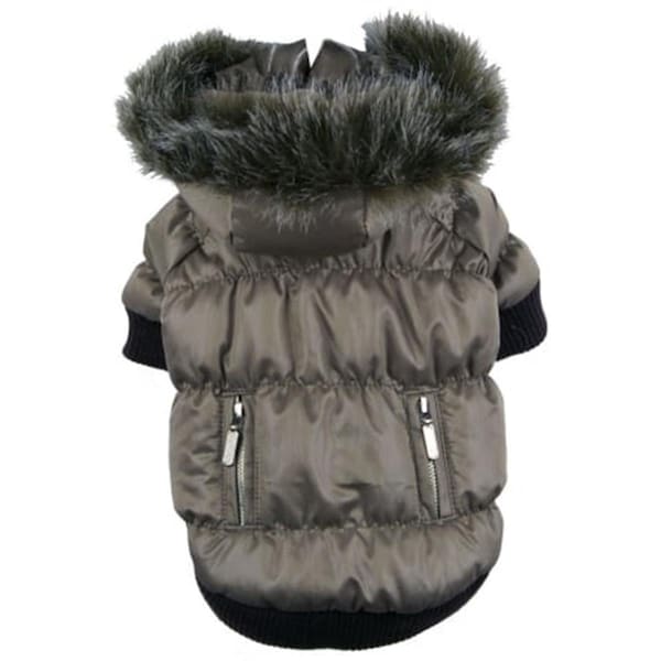 Petpurifiers Grey Metallic Fashion Parka with Removable Hood-LG - PE117105