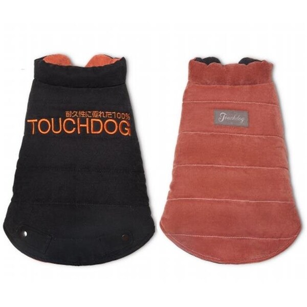 Touchdog Touchdog JKTD9ORBXL Waggin Swag Reversible Insulated Pet Coat; Extra Large - Brown & Orange - JKTD9ORBXL