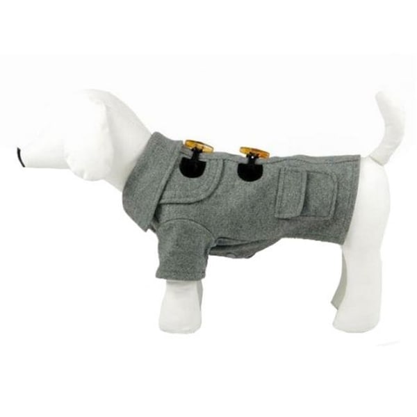 Pet Life Llc Pet Life LLC 25GYSM Military Static Rivited Fashion Collared Wool Pet Coat - 25GYSM