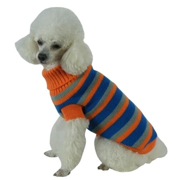 Petpurifiers Heavy Cable Knit Striped Fashion Polo Dog Sweater; Medium - PE468471