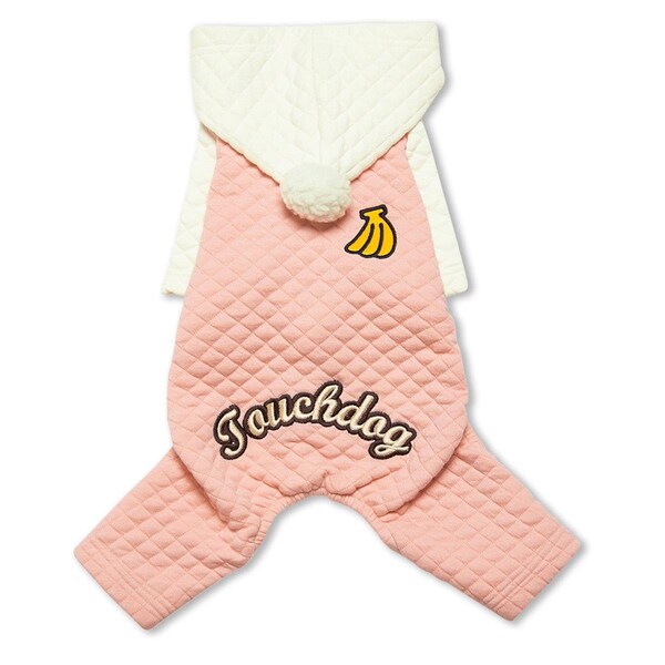 Touchdog Touchdog HD7PKSM Fashion Designer Pet Dog Hooded Sweater; Pink & White - Small - HD7PKSM
