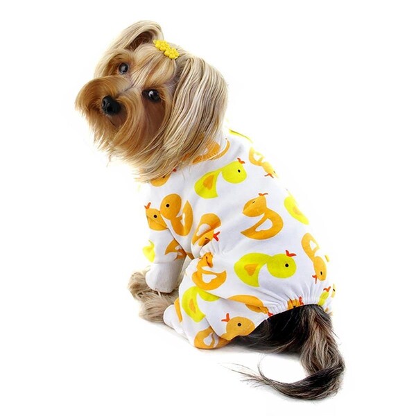 Klippo Pet Ducky Knit Cotton Pajamas Yellow Extra Large - KBD076XL